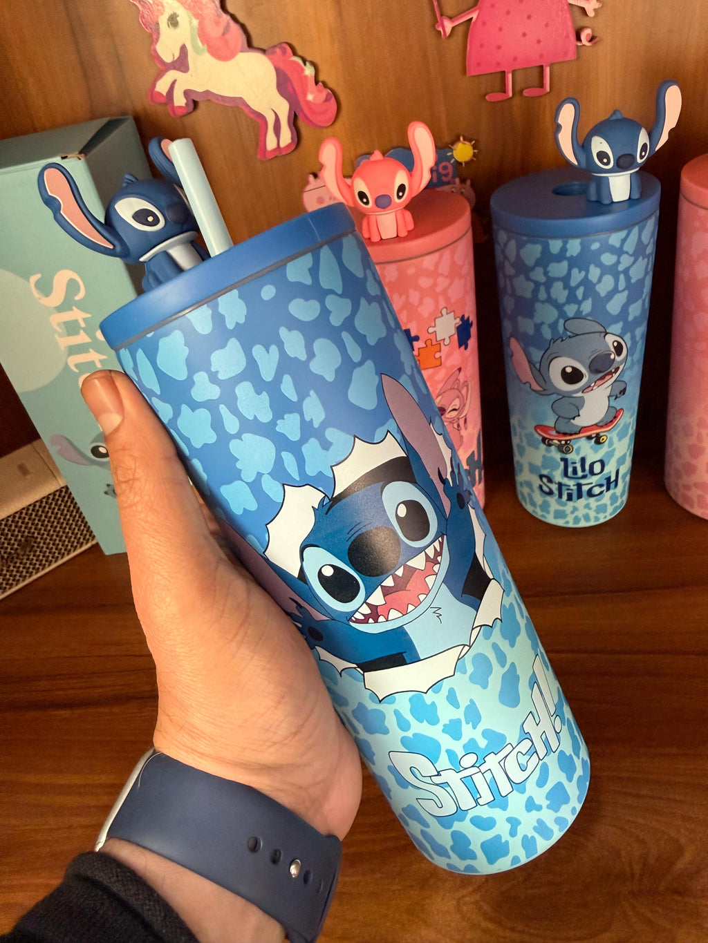 Stitch theme steel sippers