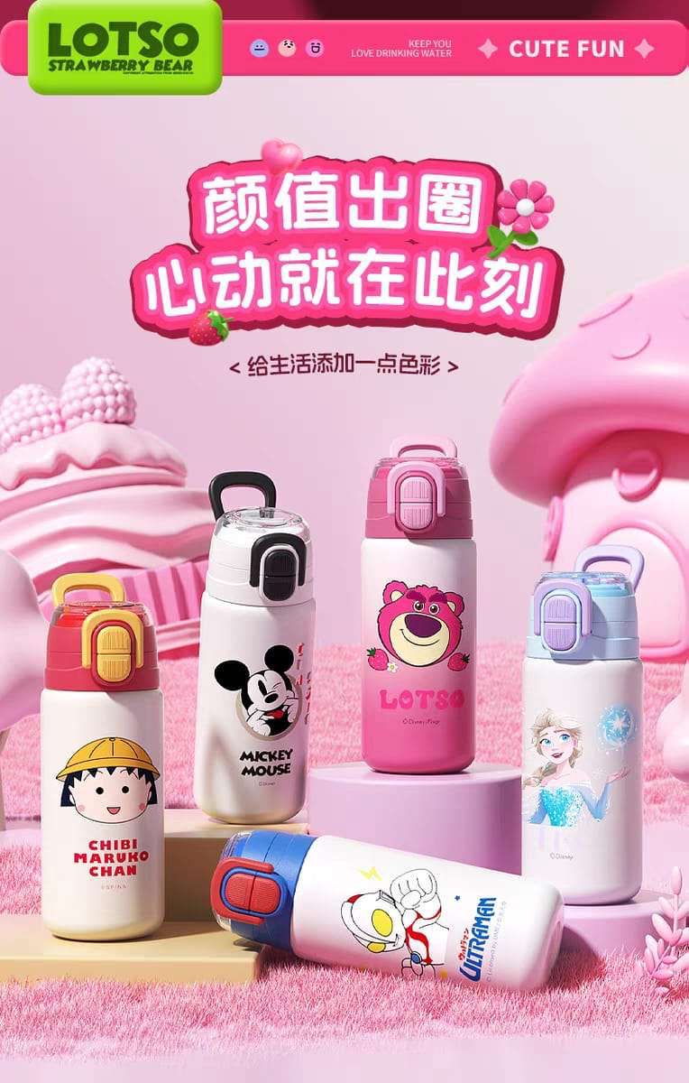 Disney dual mouth steel water bottles