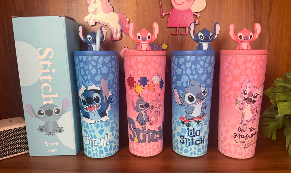 Stitch theme steel sippers